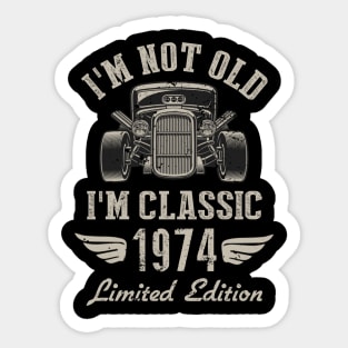 I'm Classic Car 48th Birthday Gift 48 Years Old Born In 1974 Sticker